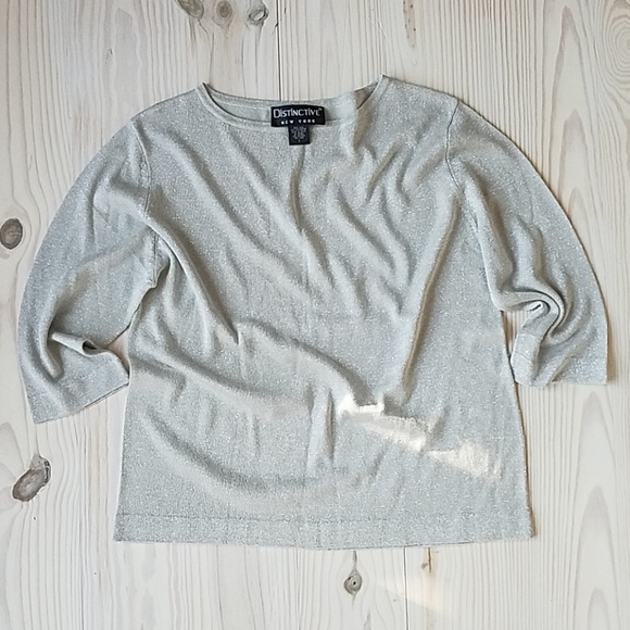 85/15 silk/poly silver glitter top - Picture 1 of 3